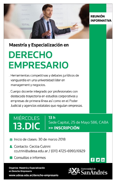 CONVENIO CACBA- U. SAN ANDR�S: REUNI�N INFORMATIVA MAESTR�A Y ESPECIALIZACI�N EN DERECHO EMPRESARIO