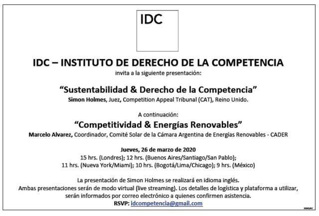 Seminario Defensa de la Competencia v�a streaming - 26.03.2020